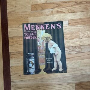 VINTAGE TIN SIGN - MENNEN'S TOILET POWDER